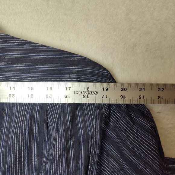 Visconti Uomo Shirt Mens M Blue Striped Long Sleeve Button Up Contrasting Trim - Picture 12 of 12